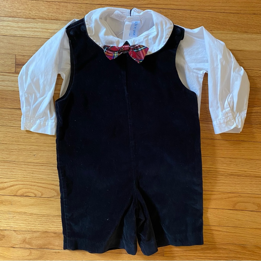 Vive La Vete Black Velvet Christmas Outfit 2T